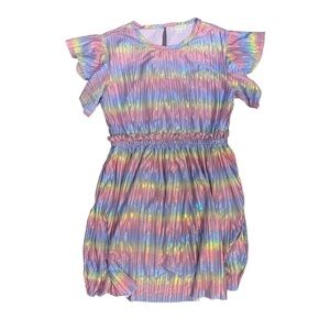 CrewCuts Shiny Rainbow Plissé Dress